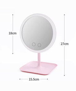 Rechargeable LED makeup mirror with lights, featuring a compact design and adjustable brightness for a flawless makeup application anywhere.