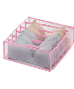 Clothes organiser with multiple compartments for neatly storing underwear, socks, bras, and scarves in drawers.